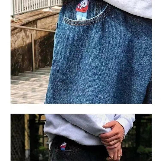Y2K Big boy Jeans for Men Streetwear Baggy Jeans Embroidery Denim Leisure Simple Dime Pants Women Jeans Mujer Hot traf jean - MANDOTOS