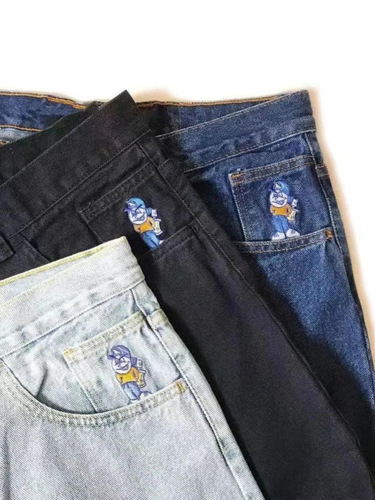 Y2K Big boy Jeans for Men Streetwear Baggy Jeans Embroidery Denim Leisure Simple Dime Pants Women Jeans Mujer Hot traf jean - MANDOTOS